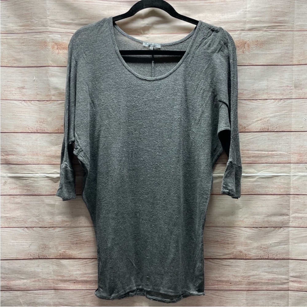 Charlotte Russe top gray size medium 3/4” Sleeve blouse drape dolman boat neck - Picture 3 of 11